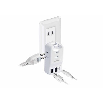 旅行用電源タップ3AC3USB 2A+C PD20W リバーシブル 自動識別 WH カシムラ