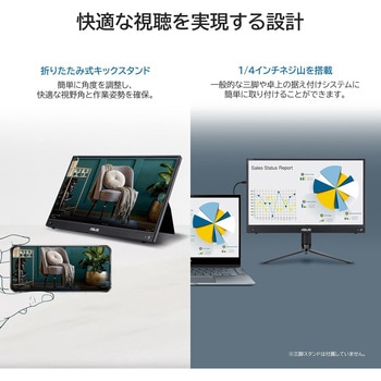 液晶モニタ 15.6インチ ワイヤレスポータブルモニター IPS バッテリー内蔵 三脚穴付き MB16AWP - ASUS(エイスース)