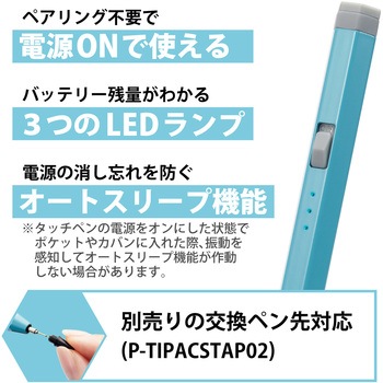 iPad用 タッチペン スタイラスペン 充電式 USB Type-C 充電 六角鉛筆型 ペン先交換可 エレコム