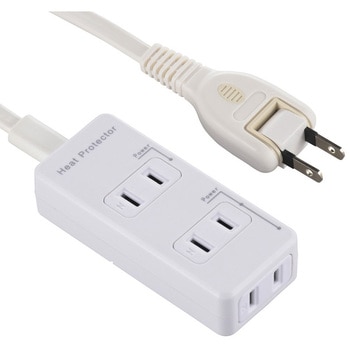 発煙ガード付電源タップ3個口 トラッキング火災防止プラグ オーム電機
