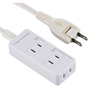 発煙ガード付電源タップ3個口 トラッキング火災防止プラグ オーム電機