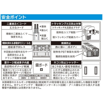 LED個別スイッチ付電源タップ 雷ガード トラッキング火災防止プラグ オーム電機