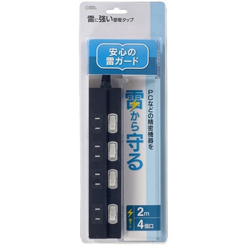 LED個別スイッチ付電源タップ 雷ガード トラッキング火災防止プラグ オーム電機