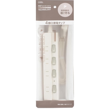 LED個別スイッチ付電源タップ 雷ガード ホコリシャッター オーム電機