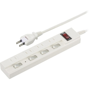 LED個別&一括集中スイッチ兼用過電流防止ブレーカー付電源タップ  雷ガード オーム電機