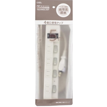 LED個別&一括集中スイッチ兼用過電流防止ブレーカー付電源タップ  雷ガード オーム電機