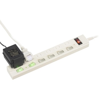 LED個別&一括集中スイッチ兼用過電流防止ブレーカー付電源タップ  雷ガード オーム電機