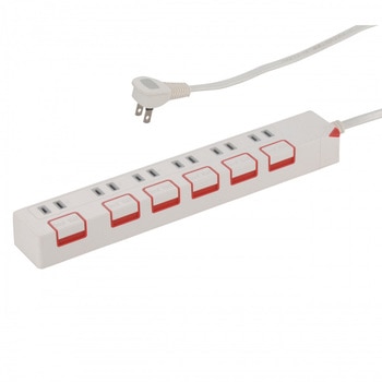 ランプレス個別スイッチ付電源タップ 6個口 オーム電機