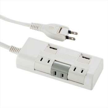 独立回転タップ USBポート付 3個口 オーム電機