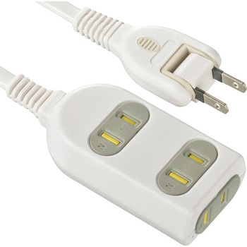 3個口電源タップ 絶縁カバー付き180°回転プラグ シャッター付 オーム電機