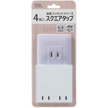 本体まるごと熱に強いPBT樹脂使用スクエアタップ4個口 耐トラッキング絶縁カバー付き オーム電機