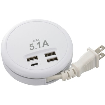 USB_ACチャージャー TypeA×3+TypeC 45cm オーム電機