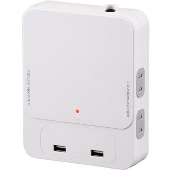 雷ガード  USBポート付電源タップ リビング用 4個口 USB2個口 オーム電機