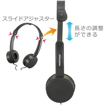 ステレオヘッドホン 折りたたみ式 ブラック オーム電機