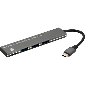 USBハブ 3ポート microSDカードリーダー付き USBType-Cコネクタ オーム電機