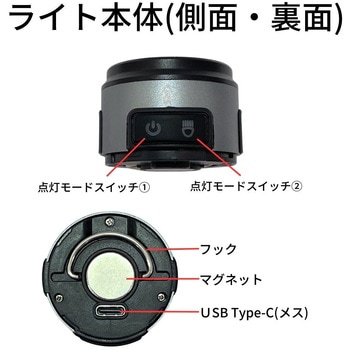 充電式LEDヘッドライト・ランタン 裏面マグネット 専用クリップ搭載 トライメイト