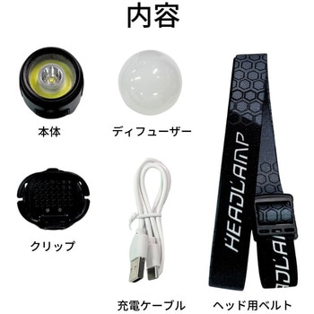 充電式LEDヘッドライト・ランタン 裏面マグネット 専用クリップ搭載 トライメイト