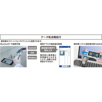 デジタルノギス 大文字2 防塵防水 データ転送機能付 シンワ測定