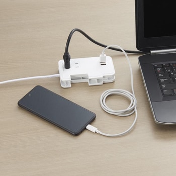巻取りモバイルタップ3個口0.9mUSB付 ヤザワコーポレーション