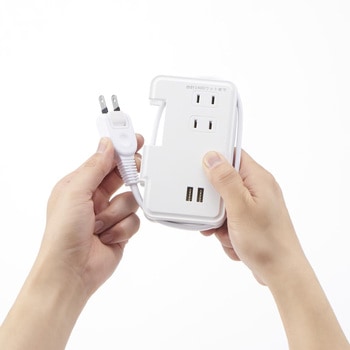 巻取りモバイルタップ3個口0.9mUSB付 ヤザワコーポレーション