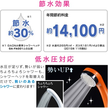 マジカヨ・アリエーネ シャワーヘッド 節水 極細 (シャワー穴0.3mm 肌触り・浴び心地やわらか 低水圧対応) GAONA(ガオナ)