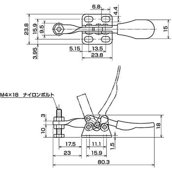 下方押え型トグルクランプ 水平ハンドル IKURATOOLS(育良精機)