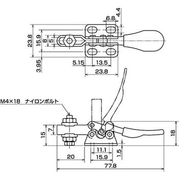 下方押え型トグルクランプ 水平ハンドル IKURATOOLS(育良精機)