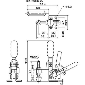 下方押え型トグルクランプ 垂直ハンドル IKURATOOLS(育良精機)