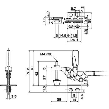 下方押え型トグルクランプ 垂直ハンドル IKURATOOLS(育良精機)