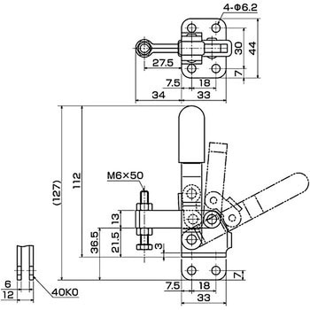 下方押え型トグルクランプ 垂直ハンドル IKURATOOLS(育良精機)