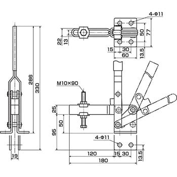 下方押え型トグルクランプ 垂直ハンドル IKURATOOLS(育良精機)