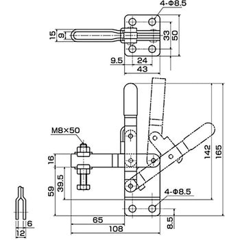 下方押え型トグルクランプ 垂直ハンドル IKURATOOLS(育良精機)