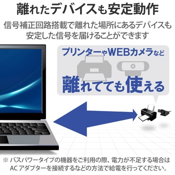 USBケーブル 延長コード 5m USB 2.0 (USB-A オス-USB-A メス) 最大20mまで接続延長可 エレコム