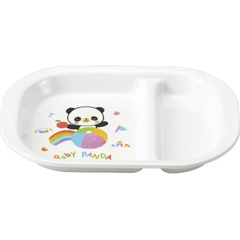 メラミンお子様食器「赤ちゃんパンダ」角ランチ皿 千羽鶴印(エンテック)