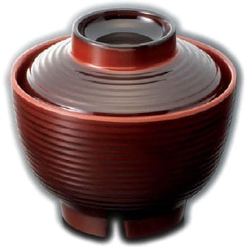 千筋吸物椀(溜内朱)(趣器＜汁椀＞) スリーライン