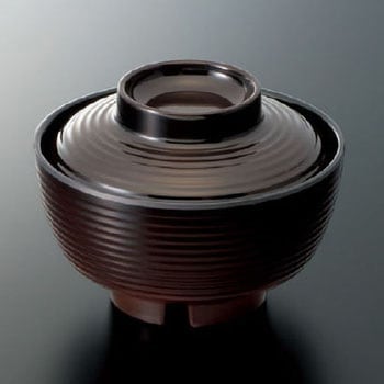 千筋汁椀(黒内溜)(趣器＜汁椀＞) スリーライン