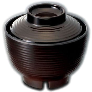 千筋吸物椀(黒内溜)(趣器＜汁椀＞) スリーライン