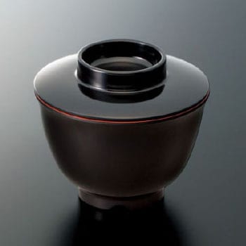 汁椀(蓋)(黒)(汁椀) スリーライン