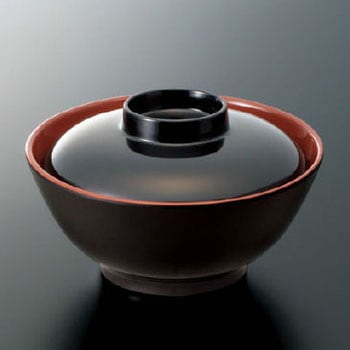 かすみ型汁椀(外黒内朱)(汁椀) スリーライン