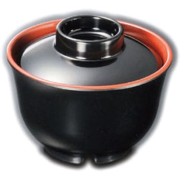 吸物椀(黒内朱)(汁椀) スリーライン