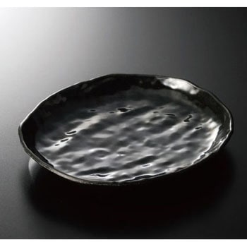 楕円皿(黒釉) スリーライン