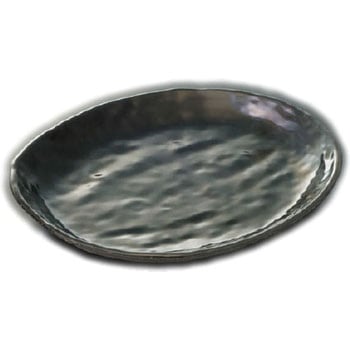 楕円皿(黒釉) スリーライン