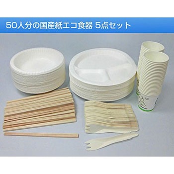 紙エコ食器5点セット(50人分) 日本製紙クレシア