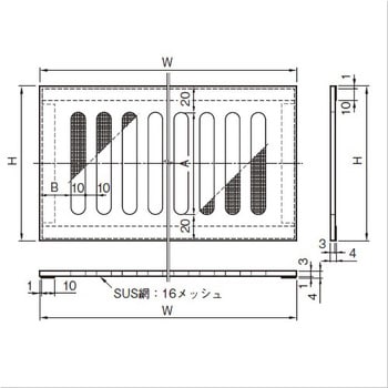 床下換気孔120 網付 ACE(エース)