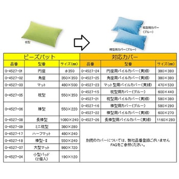 ビーズパッド 枕型 ナビス(アズワン)