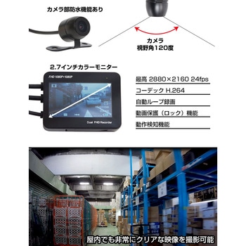 フォークリフト・建機用 前後ドライブレコーダー 48V対応 サンコー