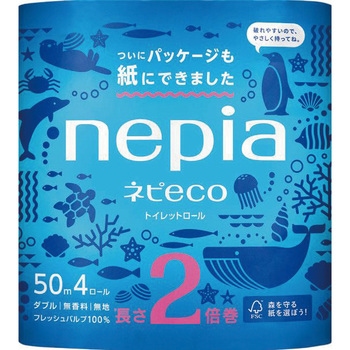 ネピアECOトイレットロール4R2倍巻ダブル 王子ネピア