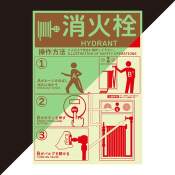 消火栓使用方法蓄光ステッカー セーフラン安全用品