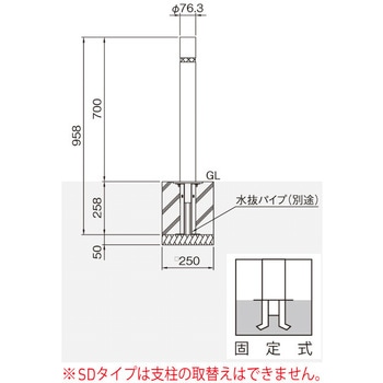 バリカー上下式(バリアフリータイプ) 帝金