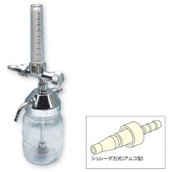 酸素流量計付湿潤器 シュレーダ方式アムコ アズワン